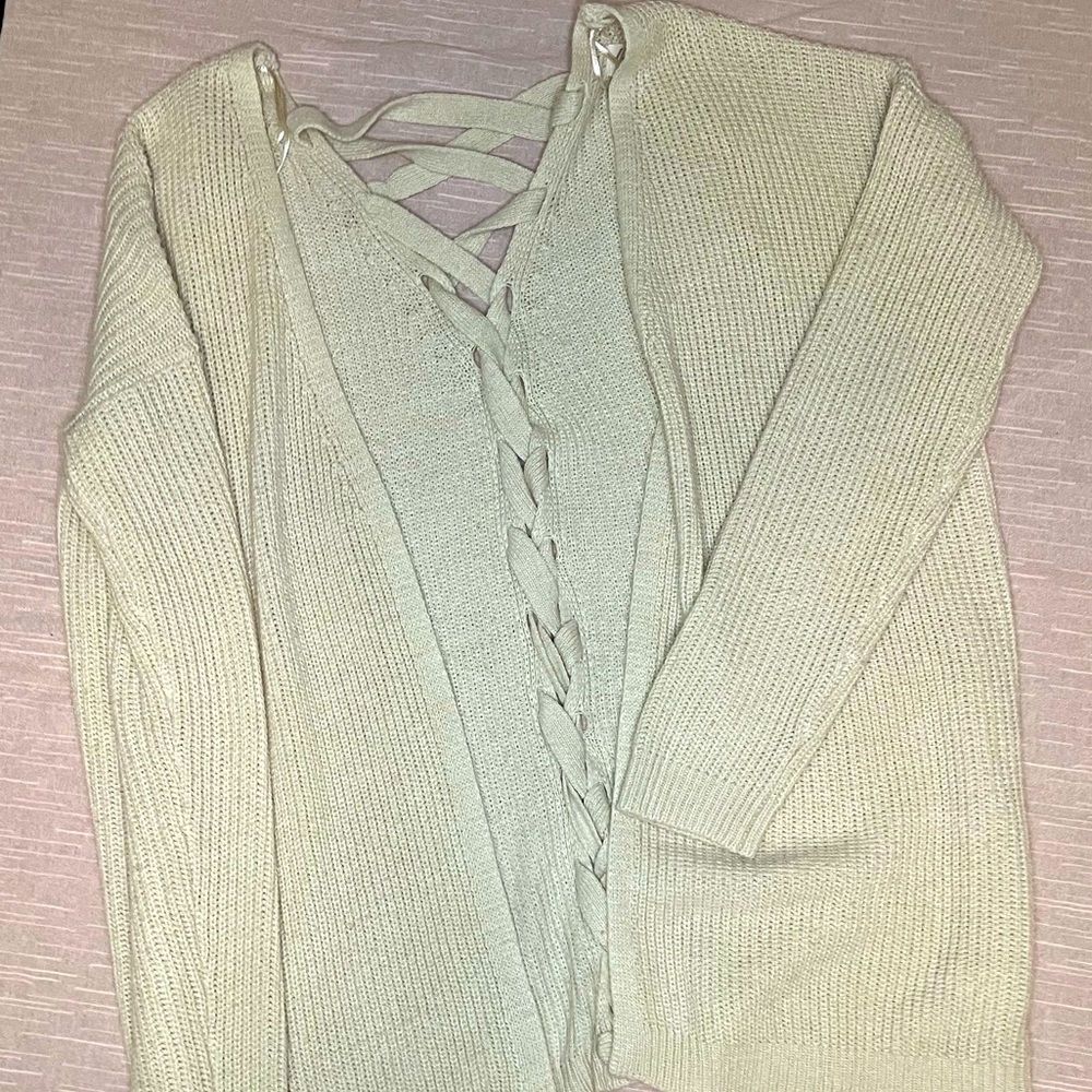 Cream Braided Back Sweater